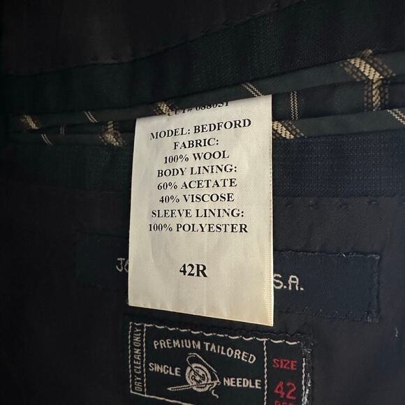 John Varvatos Plaid Wool Blazer Men's Black Size 42R - Picture 4 of 4